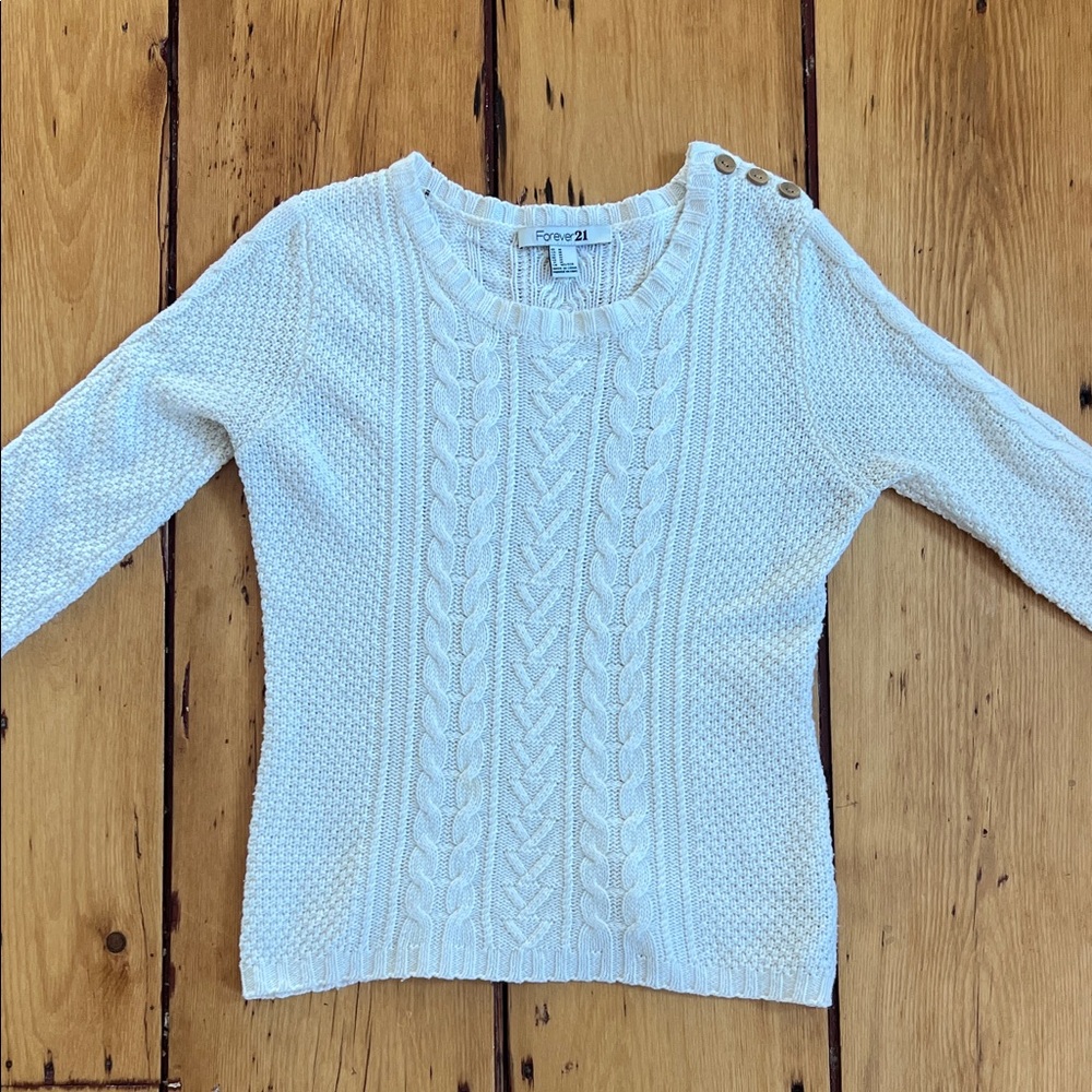 Forever 21 Cream Cable Knit Sweater